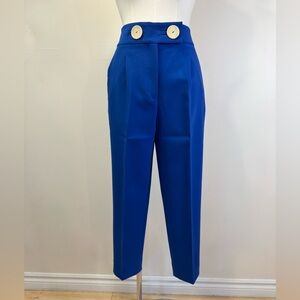 Zara Blue High-Waisted Pants with Button Detail